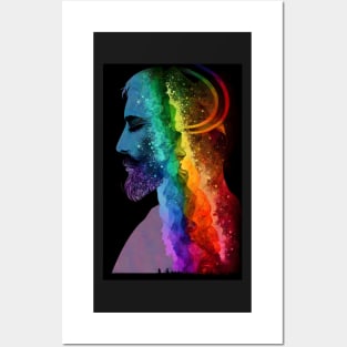 Rainbow Love: A Surreal Illustration of a Man Lost in Thought Posters and Art